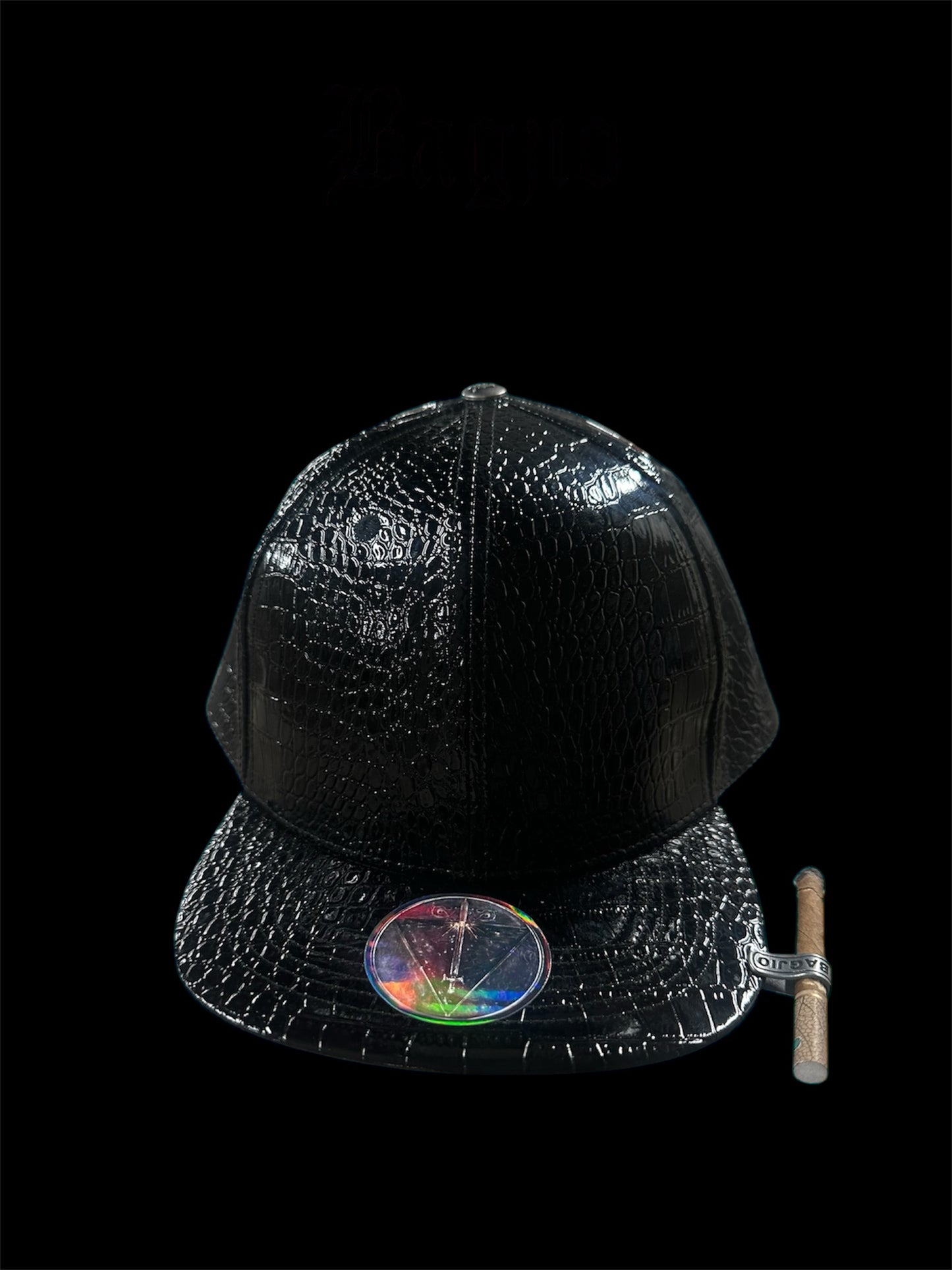 BLACK CROC PRINT FITTED HAT